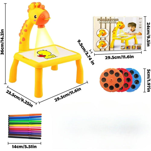 Children’s Giraffe LED Projector Drawing Desk and Easel