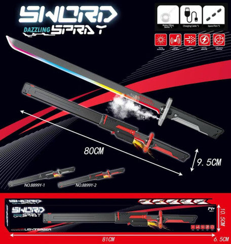 Dazzling Spray Light Sword with Sound, Water Mist & Spark Effects